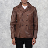 Bailey Brown Leather Naval Peacoat