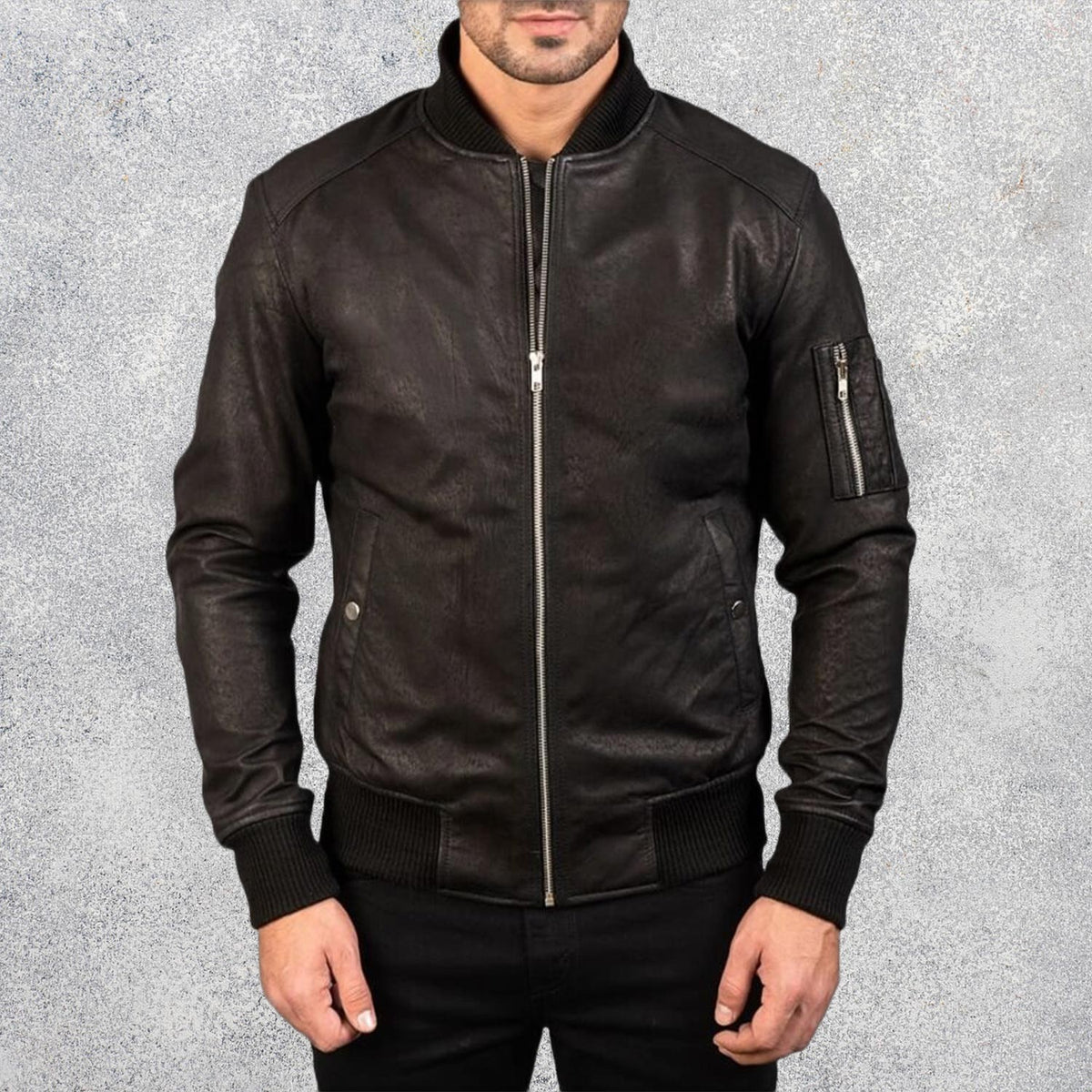 Baron-MA-1-Distressed-Black-Mens-Leather-Bomber-Jacket