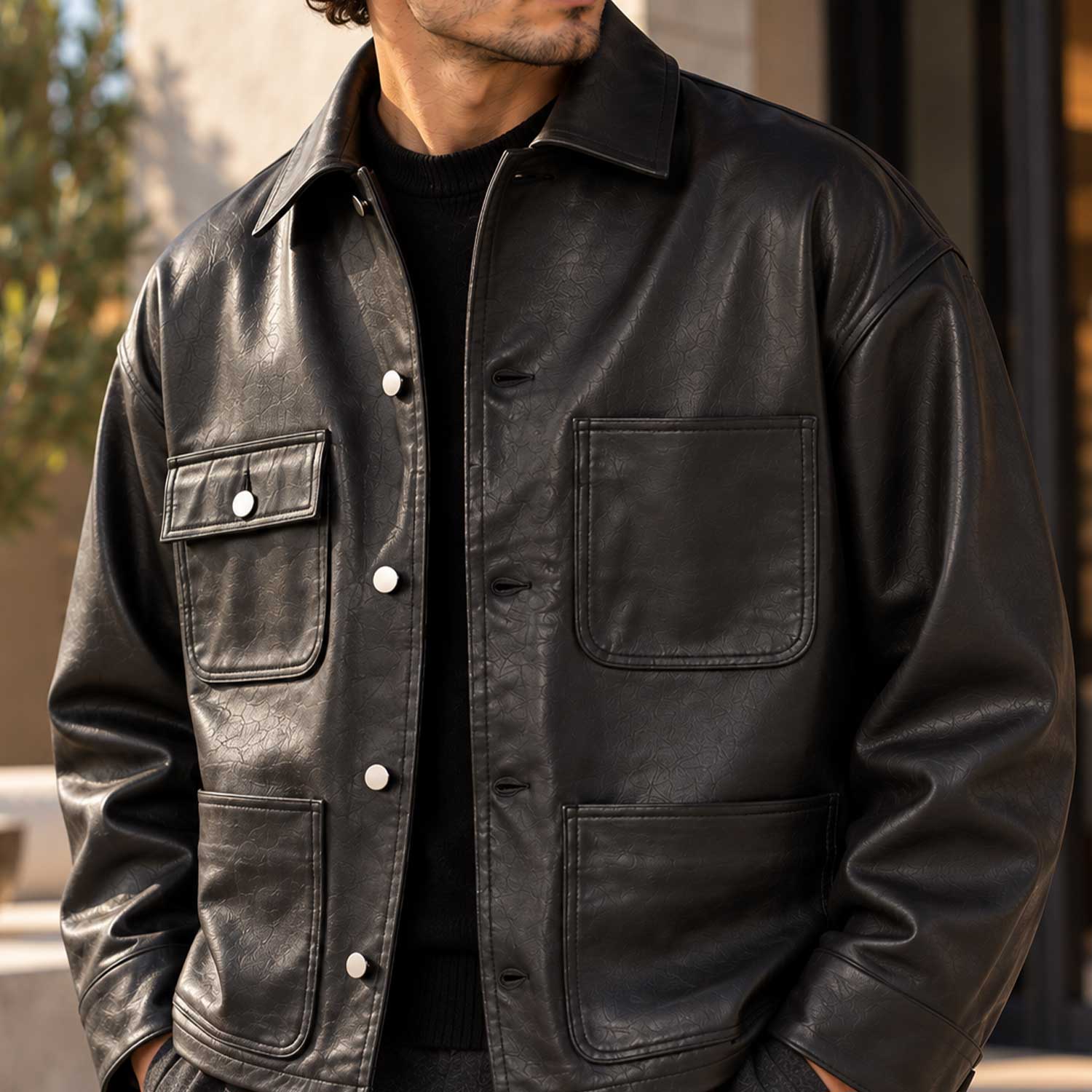 Men’s Black Sheepskin Leather Chore Jacket
Black Genuine Leather Chore Jacket for Men
Men’s Black Leather Four Pocket Chore Jacket
Black Sheepskin Leather Workwear Jacket
Men’s Genuine Leather Workwear Chore Jacket