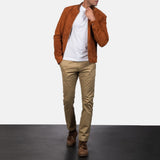 Blain Luxe Brown Suede Bomber Jacket