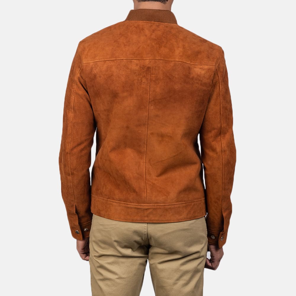 Blain Luxe Brown Suede Bomber Jacket