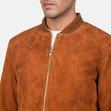 Blain Luxe Brown Suede Bomber Jacket