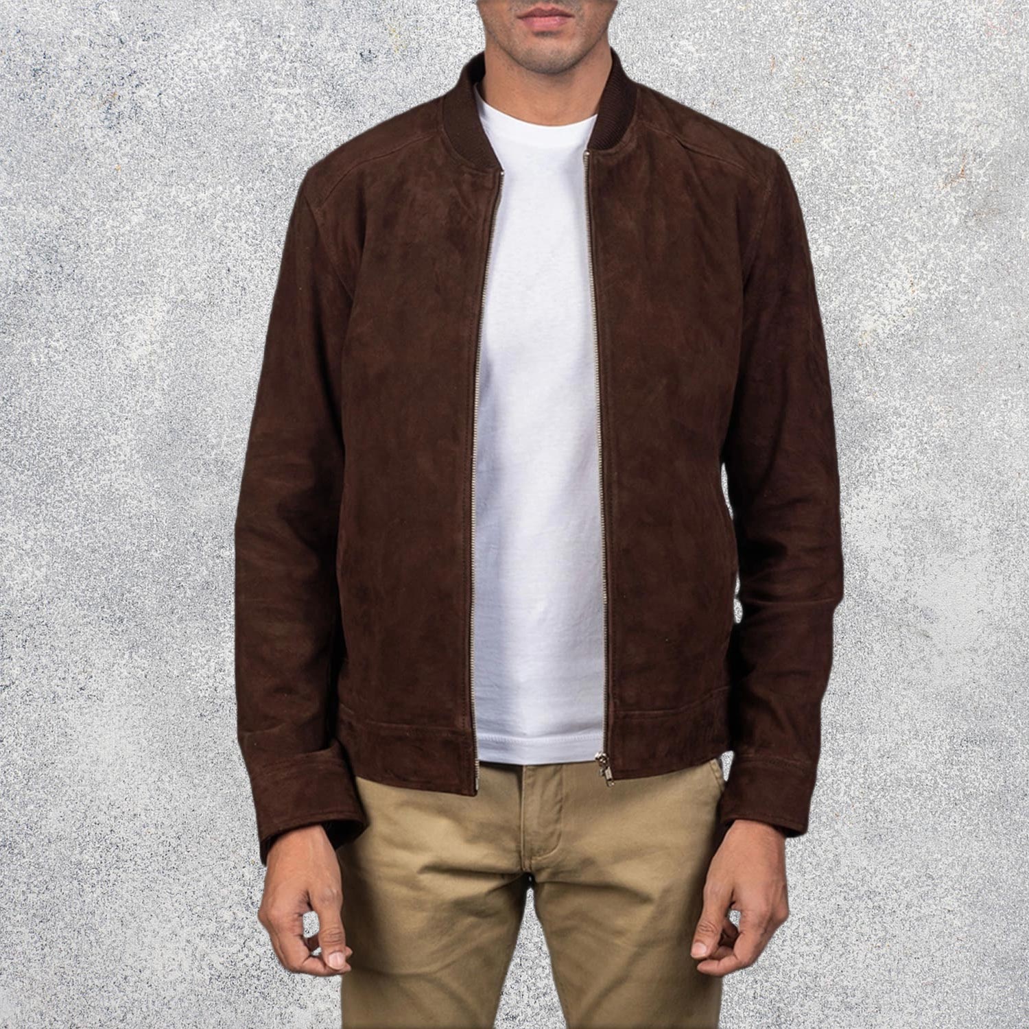 Blain Mocha Suede Bomber Jacket
