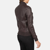 Serena Maroon Leather Bomber Jacket for Women