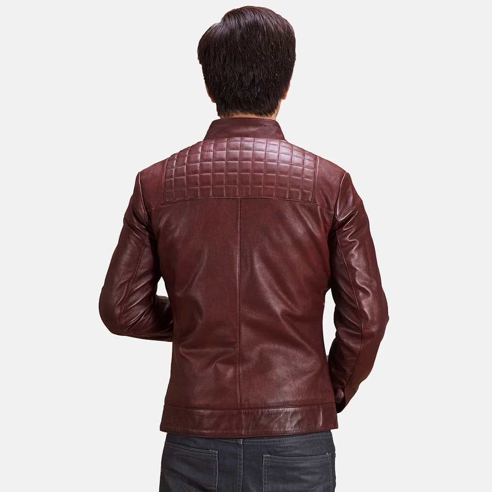 Burgundee Maroon Men's Leather Biker Jacket