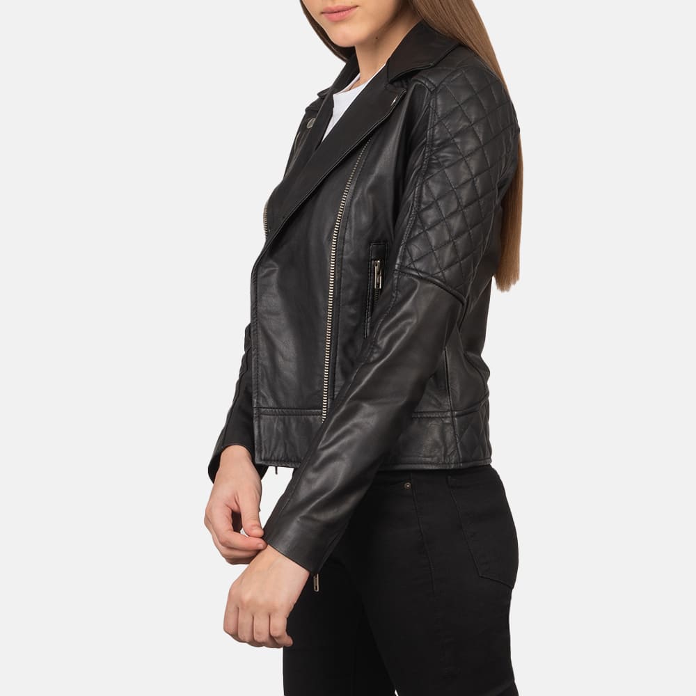 Saltco Carolyn Quilted Black Biker Jacket