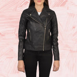 Carolyn Quilted Black Biker Jacket