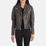 Outer Shell: Real Leather Leather Type: Goatskin Leather Finish: Rub-off Inner Shell: Quilted Polyester Lining Closure Style: Zipper Collar Style: Notch Cuff Style: Zipper Outside Pockets: Two Inside Pockets: Two Color: Distressed Brown
