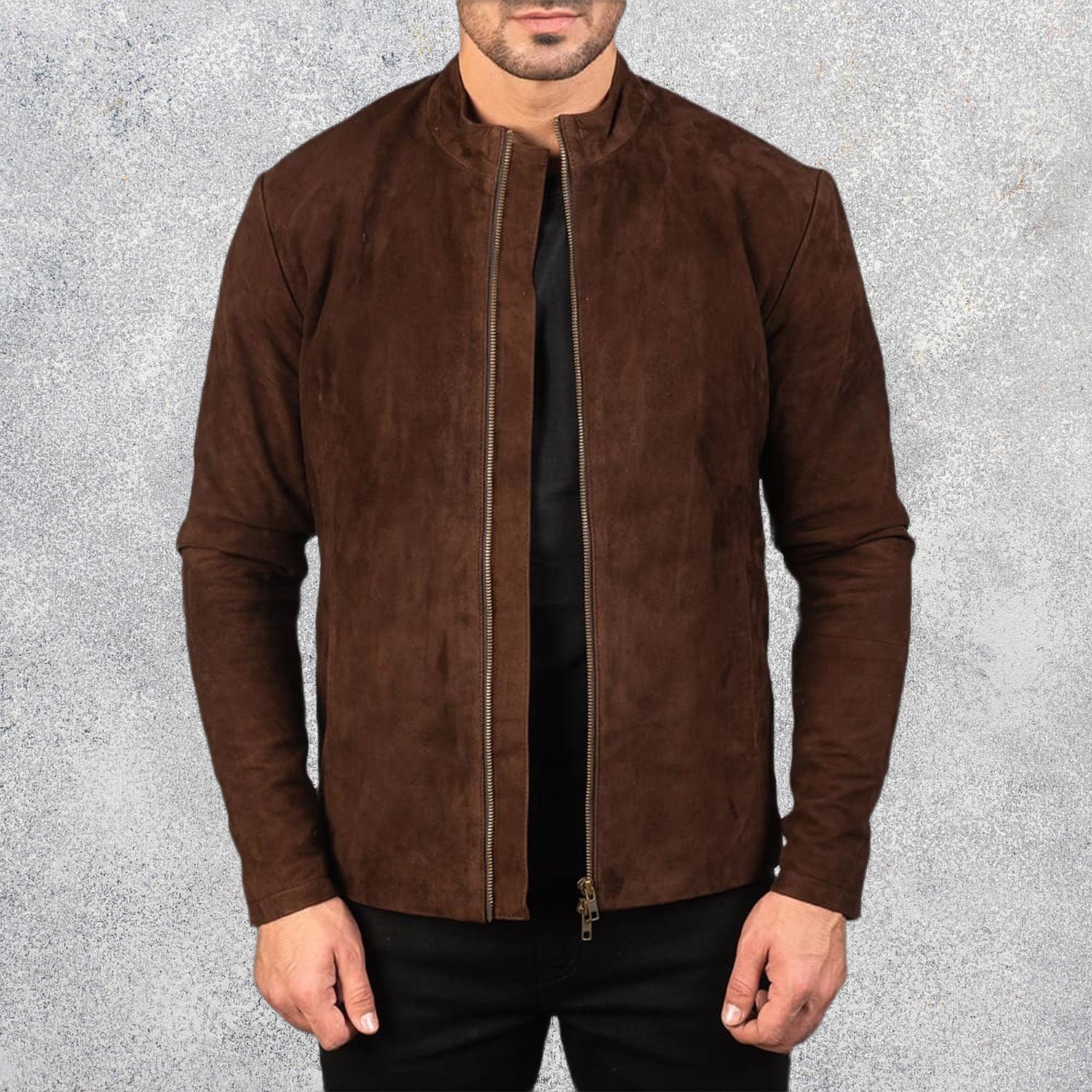 Charcoal Mocha Suede Biker Jacket