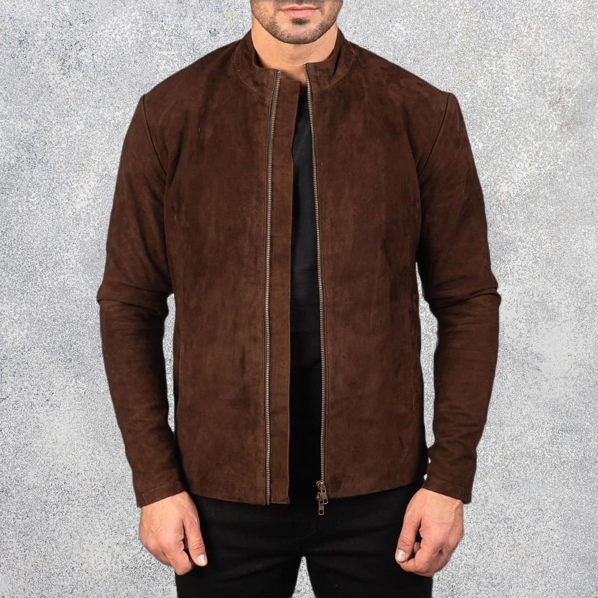 Charcoal Mocha Suede Biker Jacket