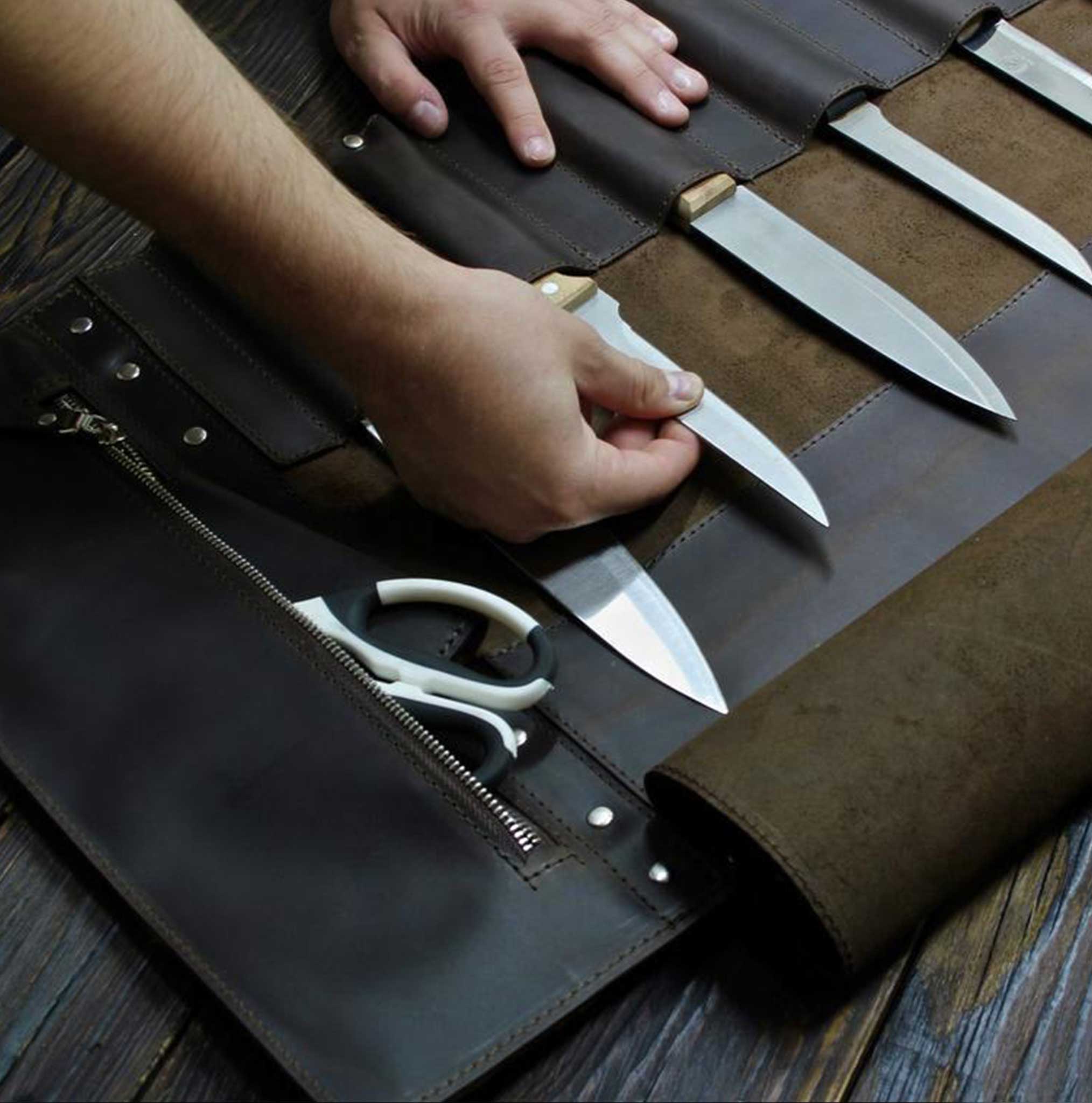 chef knife bag leather
