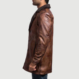 Cinnamon Distressed Real Leather Fur Coat