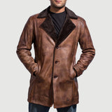Cinnamon Distressed Real Leather Fur Coat