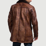 Cinnamon Distressed Real Leather Fur Coat