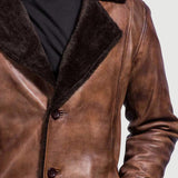 Cinnamon Distressed Real Leather Fur Coat