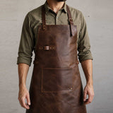 Premium Classic Leather Apron with Adjustable Straps & Front Pocket