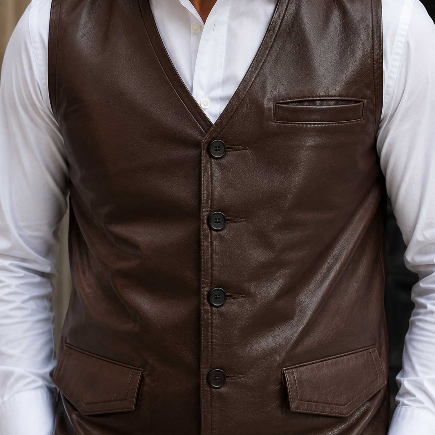 Premium 100% Sheepskin Leather Waistcoat
Vintage Rubbed Sheepskin Leather Waistcoat
Brown Sheepskin Leather Waistcoat with Satin Lining
Classic Leather Waistcoat with Button Closure
Leather Waistcoat with Chest Trim Pocket
Leather Waistcoat with Front Flap Pockets
Premium Sheepskin Leather Waistcoat with Inner Pockets
V-Neck Vintage Leather Waistcoat for Men
Leather Waistcoat with Adjustable Back Buckle
Vintage Brown Sheepskin Leather Waistcoat
Soft Sheepskin Leather Waistcoat with Satin Interior
Classic Br