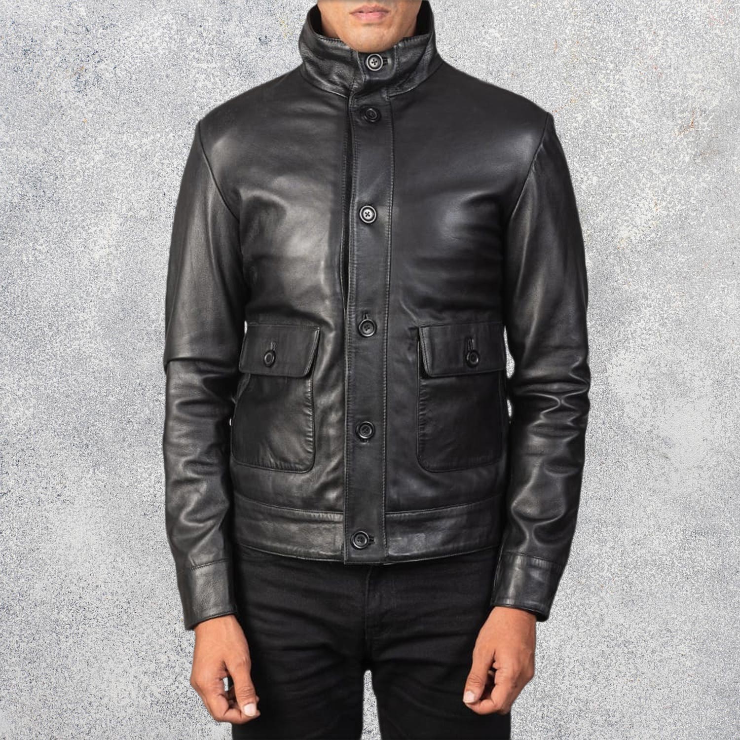 Colburn Men's Black Leather Bomber Jacket