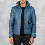 Colburn Men's Blue Leather Bomber Jacket