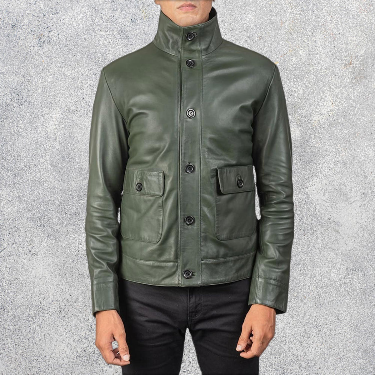Colburn Men's Green Leather Bomber Jacket