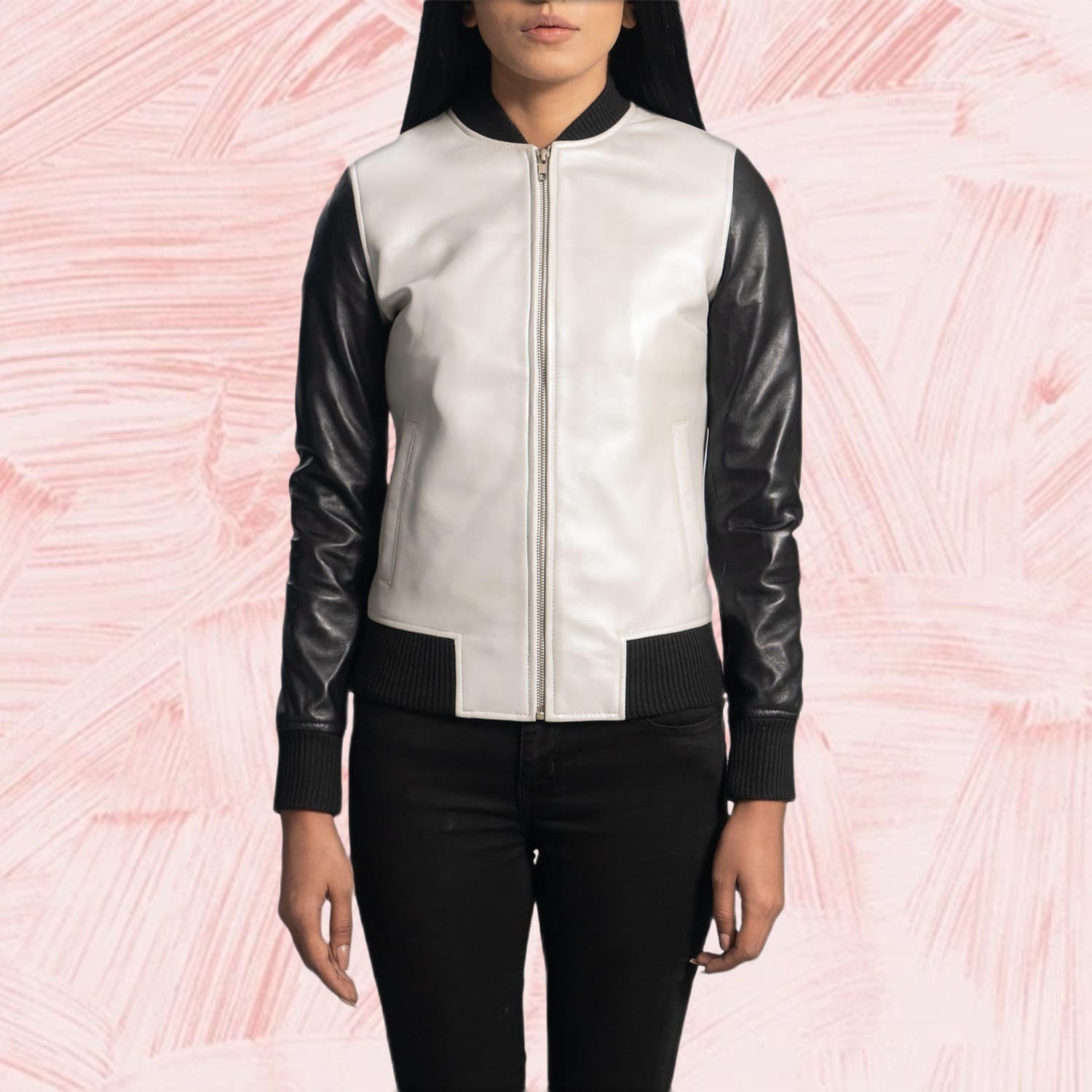 Cole Silver Leather Bomber Jacket