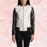 Cole Silver Leather Bomber Jacket