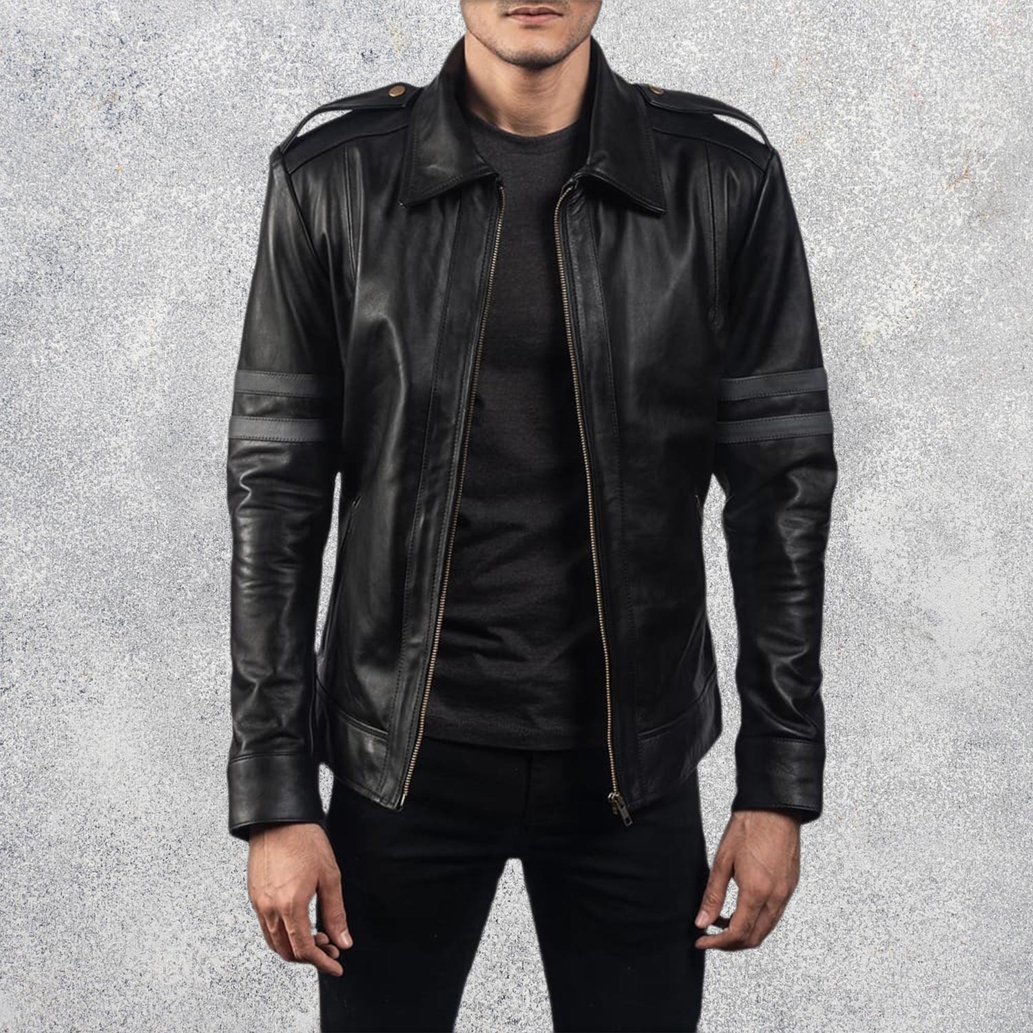 Colton Black Men's Leather Biker Jacket