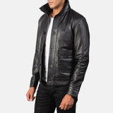 Colburn Men's Black Leather Bomber Jacket