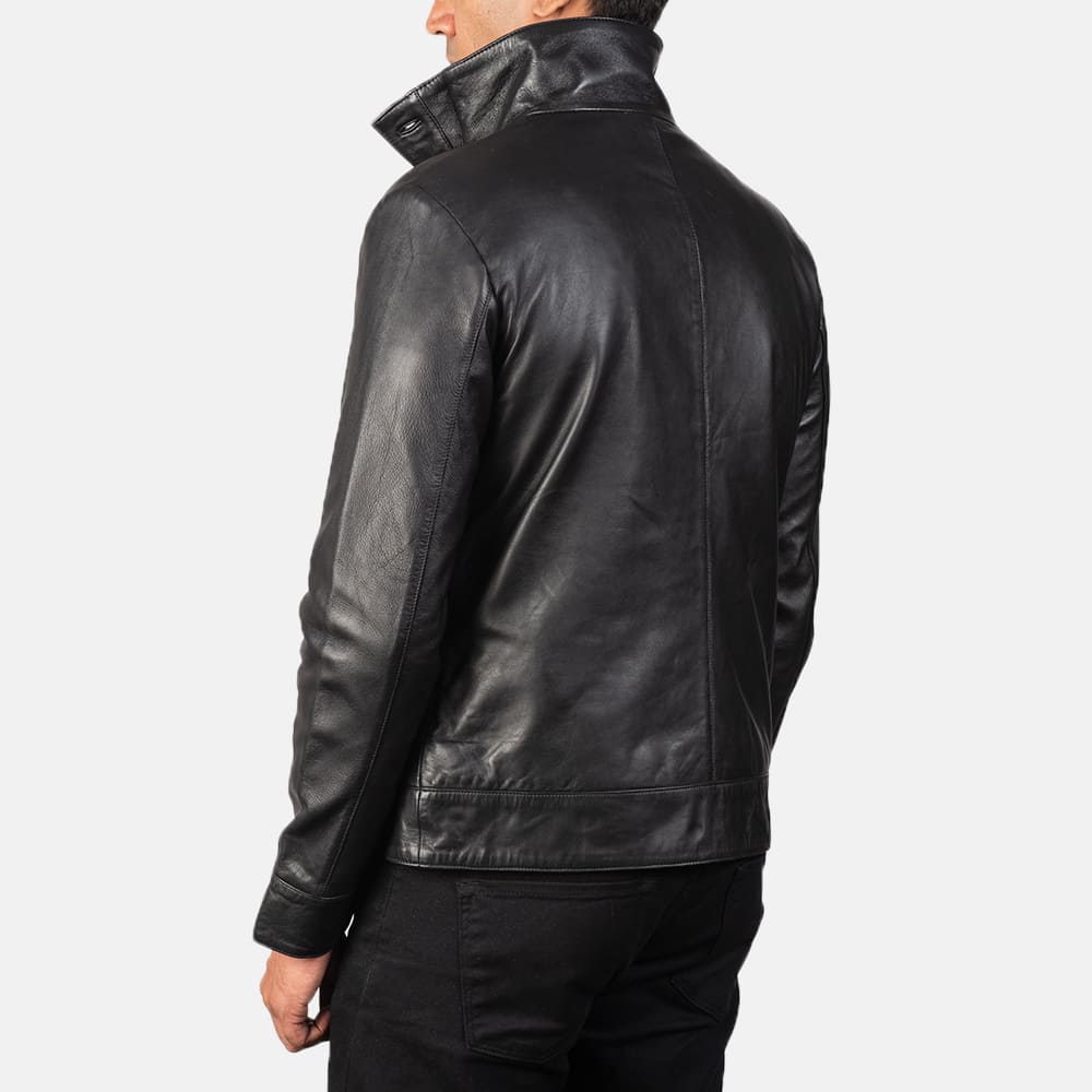 Colburn Men's Black Leather Bomber Jacket