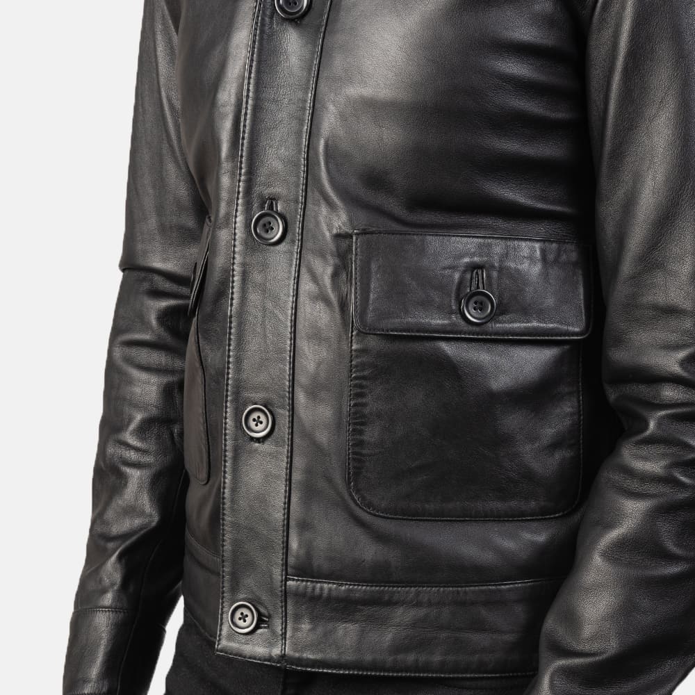 Colburn Men's Black Leather Bomber Jacket