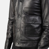 Colburn Men's Black Leather Bomber Jacket