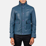 Colburn Men's Blue Leather Bomber Jacket