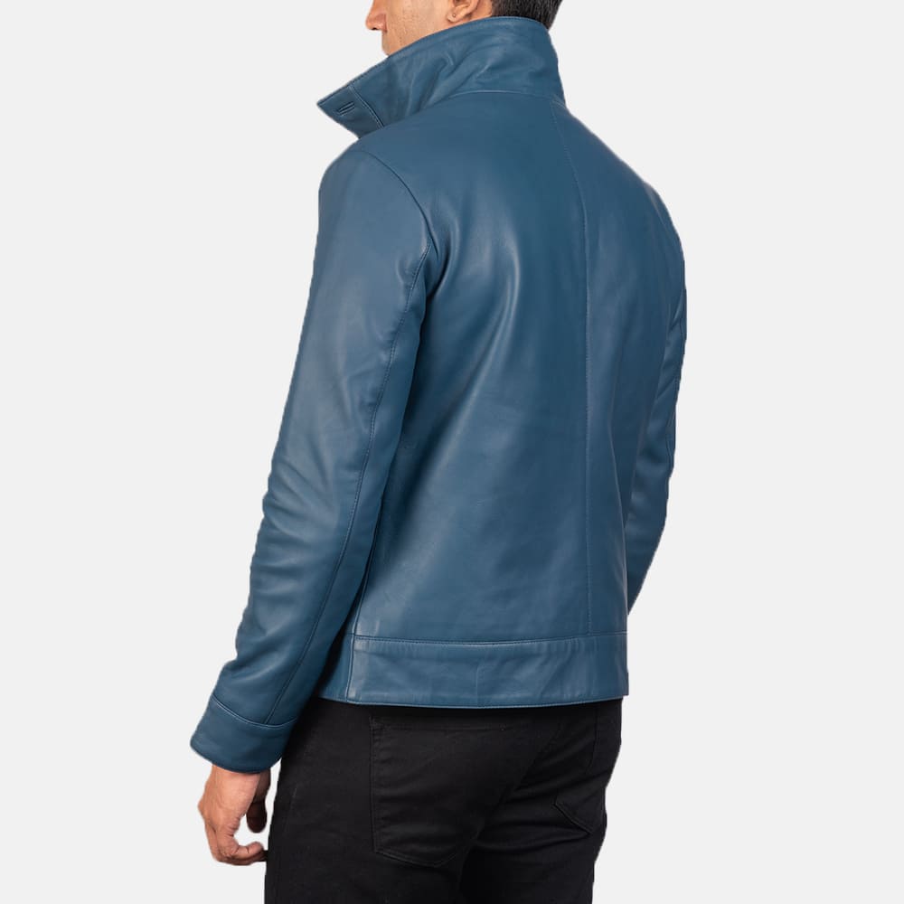 Colburn Men's Blue Leather Bomber Jacket