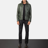 Colburn Men's Green Leather Bomber Jacket