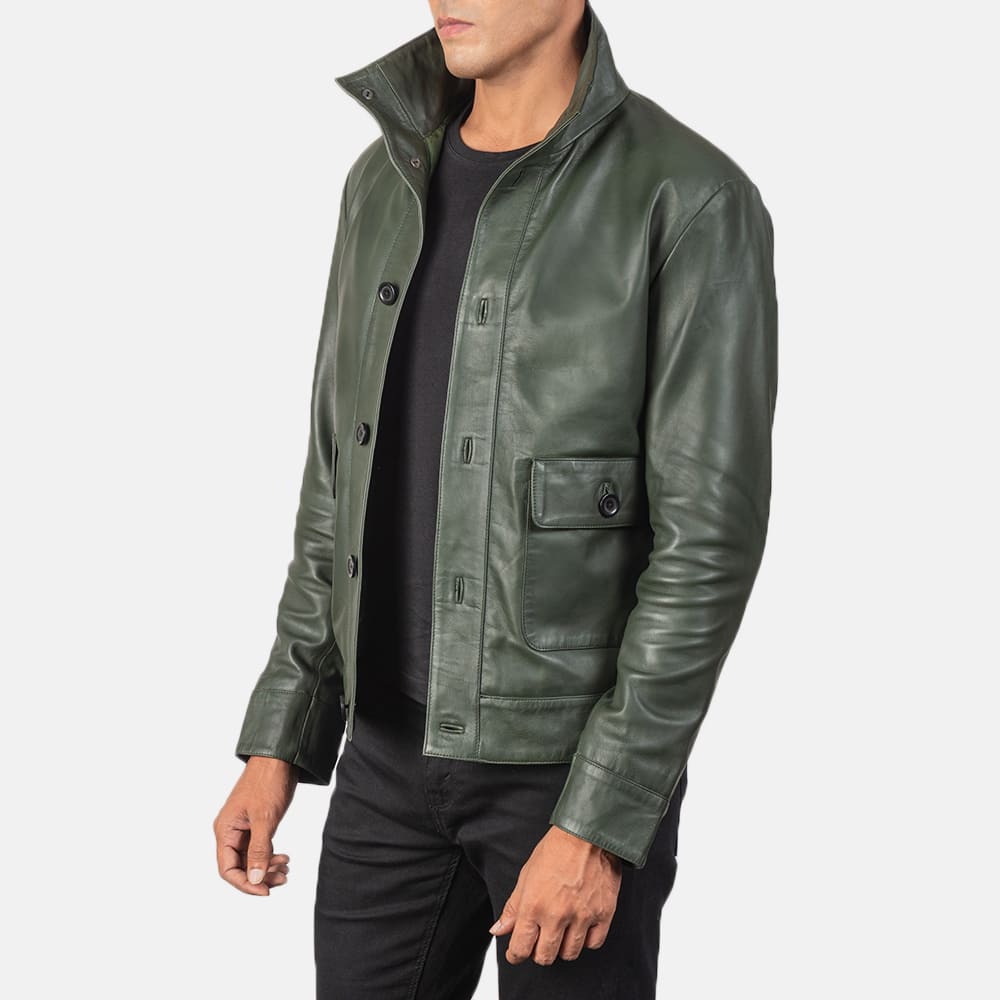 Colburn Men's Green Leather Bomber Jacket