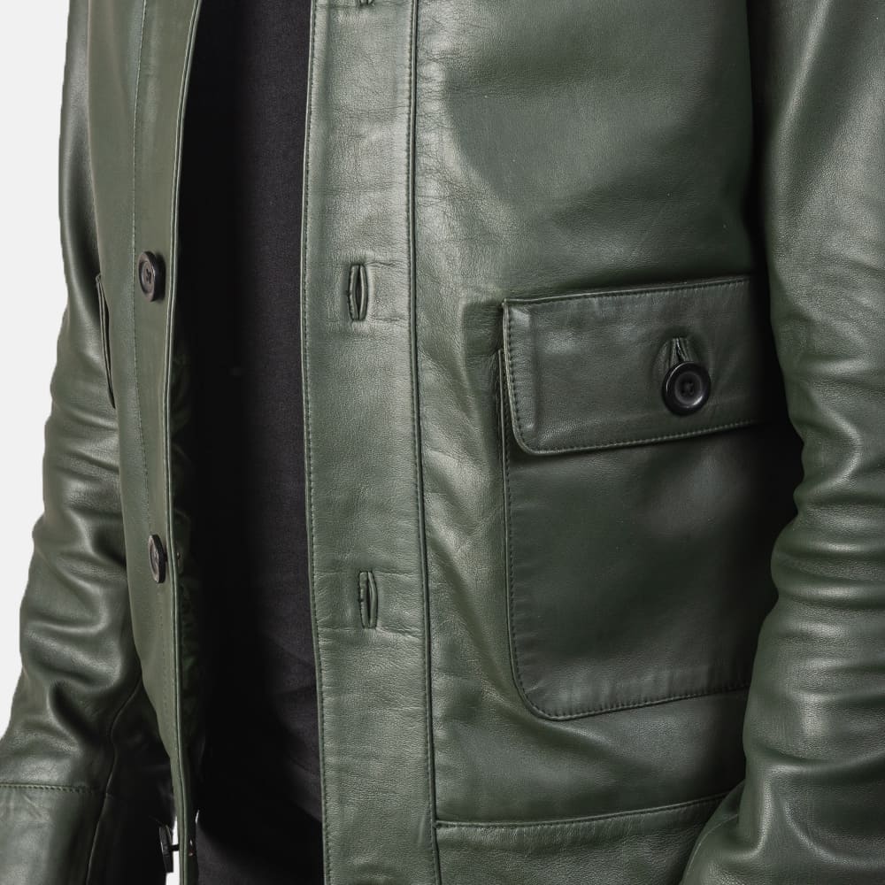 Colburn Men's Green Leather Bomber Jacket