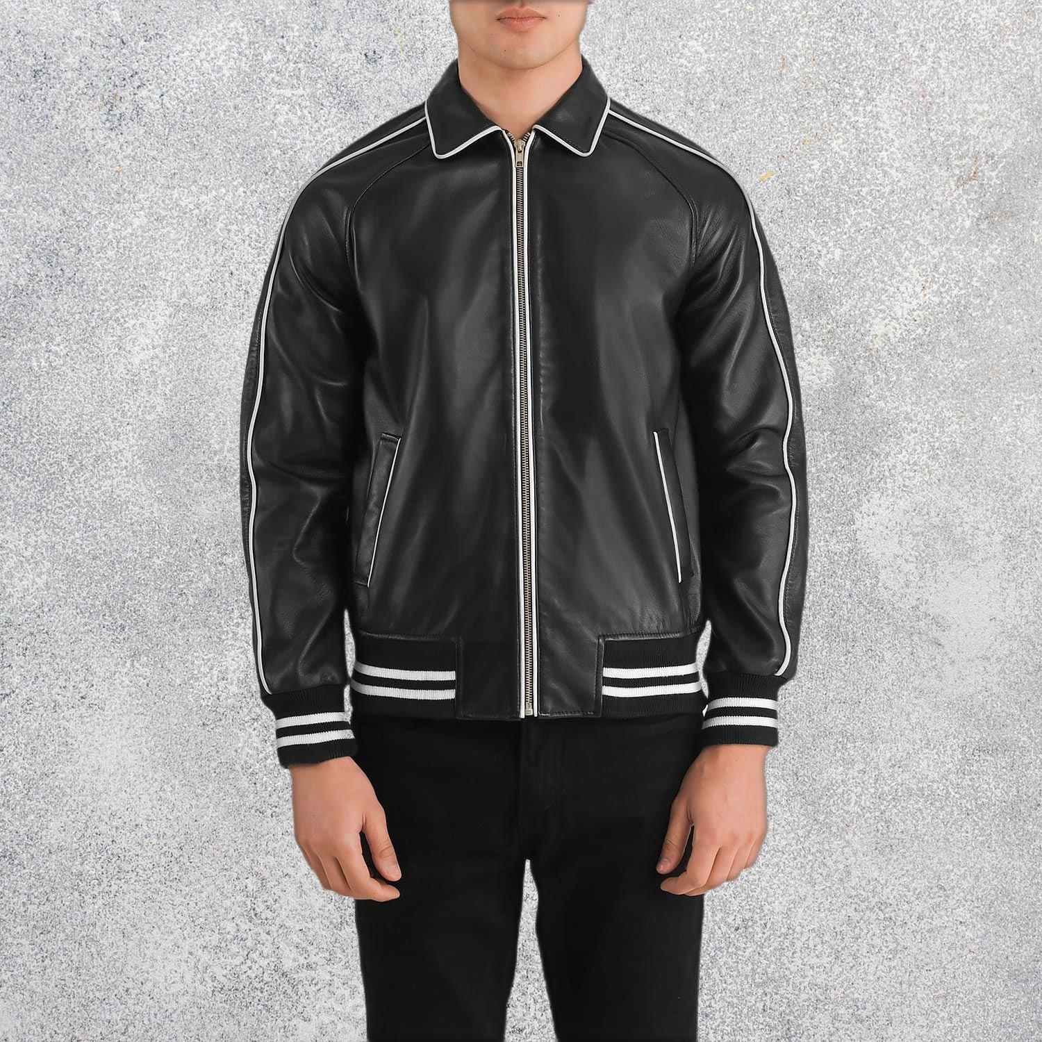 Cooper Black Leather Varsity Jacket