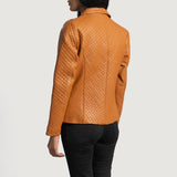 Sienna Quilted Brown Leather Blazer for Women