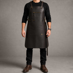 Cross Back Leather Apron