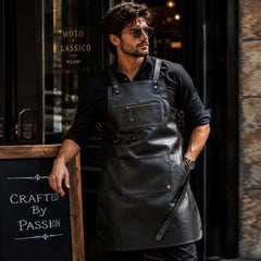 Cross Back Leather Apron | Leather Apron | Full Grain Leather Apron | Genuine Leather Apron | Black Leather Apron | Handmade Leather Apron | Work Apron | Workshop Apron | Craftsman Apron | Woodworking Apron | BBQ Leather Apron | Grilling Apron | Blacksmith Apron | Chef Leather Apron | Barista Leather Apron | Pottery Apron | Ceramics Apron | Gardening Apron | Adjustable Leather Apron | Heavy Duty Leather Apron | Professional Leather Apron | Leather Shop Apron | Leather Welding Apron | Leather Cooking Apron |