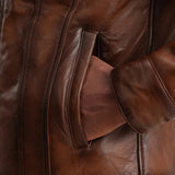 Axel Brown Leather Shearling Trucker Jacket for Men