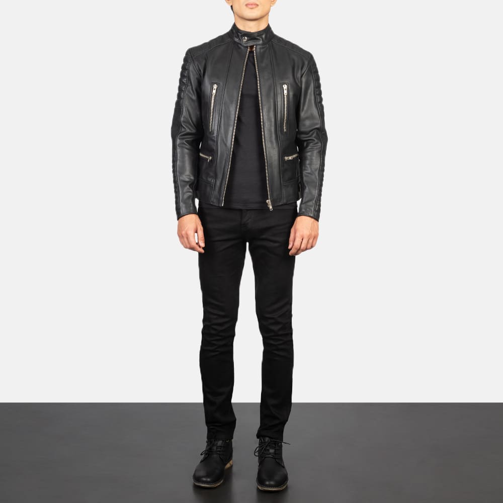 Damon Men's Black Leather Biker Jacket