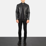 Damon Men's Black Leather Biker Jacket