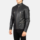 Damon Men's Black Leather Biker Jacket