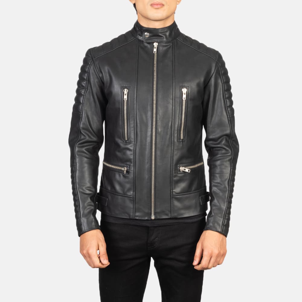 Damon Men's Black Leather Biker Jacket