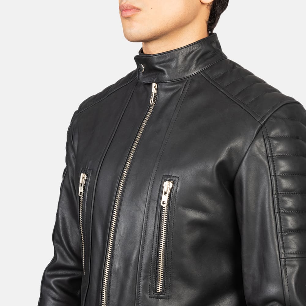 Damon Men's Black Leather Biker Jacket