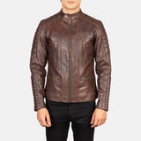 Torren Brown Leather Biker Jacket for Men