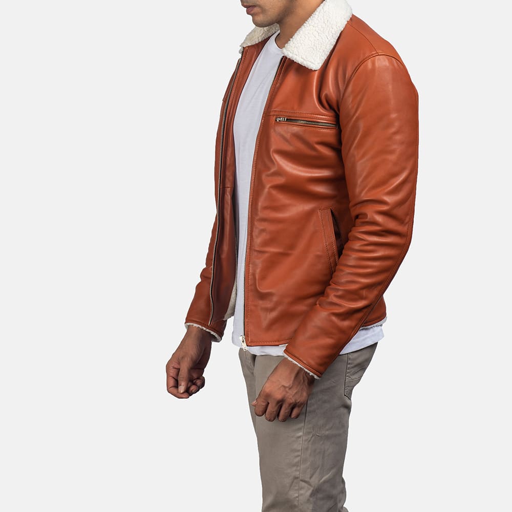 Dane Men's Tan Shearling Leather Jacket