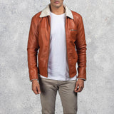 Dane Men's Sheepskin Tan Shearling Leather Jacket