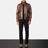 Darren Men's Brown Leather Biker Jacket